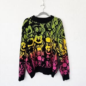 Teddy Fresh Gradient Jacquard Knit Sweater XL Neon Ombre Y2K Streetwear